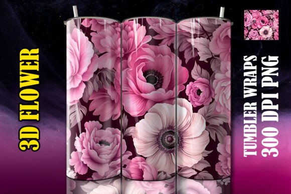 3D Anemones Flower Tumbler 1: Digital Sublimation Design Evaluation