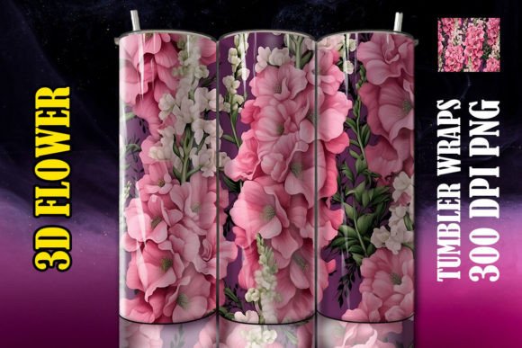 3D Delphiniums Flower Tumbler 2 Design Asset