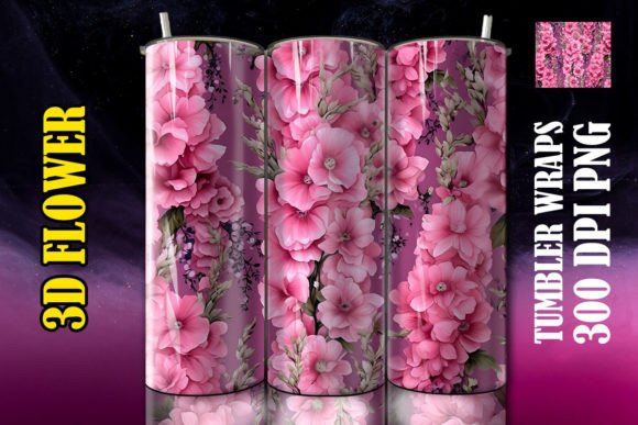 3D Delphiniums Flower Tumbler: Elevating Drinkware Design with Realistic Botanical Art