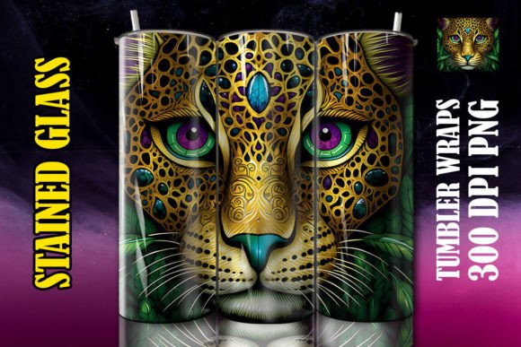 3D Leopard Mystical Tumbler: Digital Sublimation Design