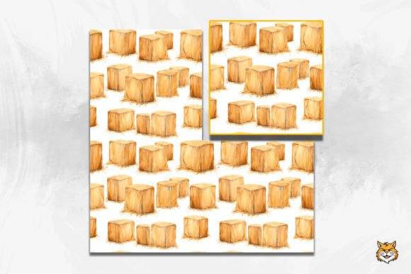 Autumn Hay Bales Seamless Pattern: Elevating Seasonal Design with High-Resolution Textures