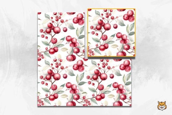 Cranberries Seamless Pattern for Autumn Design Projects