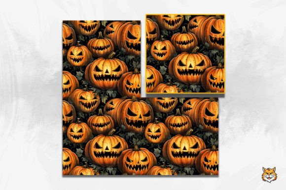 Elevating Halloween Design with the Sinister Pumpkin Faces Seamless Pattern