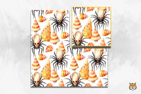Elevating Halloween Design with the Spider and Candy Corn Seamless Pattern