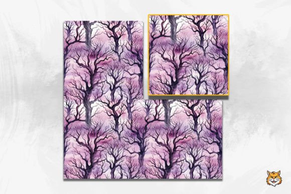Enchanted Trees Seamless Pattern 7: Elevating Digital and Print Design with Whimsical Forest Textures