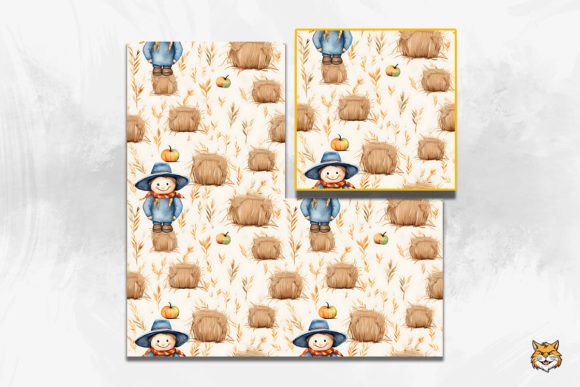 Evaluating Scarecrow Hay Bales Seamless Pattern for Autumn Design Projects