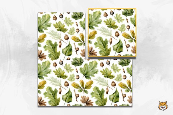 Fall Leaves Acorns Seamless Pattern for Design