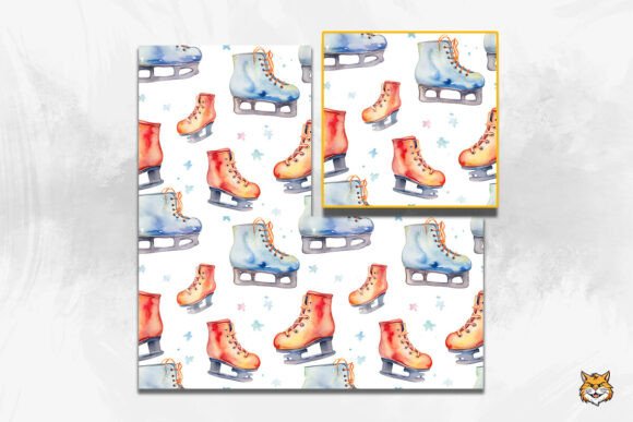Ice Skates Seamless Pattern for Winter Design