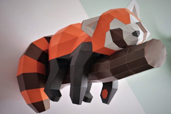 Red Panda Wall Decor Papercraft DIY PDF Guide