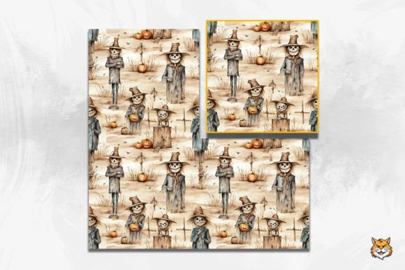 Scary Scarecrows Seamless Pattern 7: Elevating Autumn Aesthetics in Modern Design