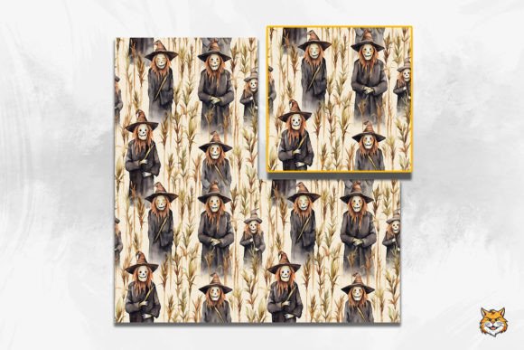 Transforming Halloween Projects with Scary Scarecrows Seamless Pattern 4